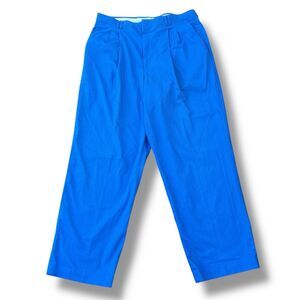 Par Four Golf Pants Mens 38X32 Blue‎ Pleated Polyester Cotton Blend Made in USA